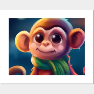 Cute Monkey Drawing Posters and Art